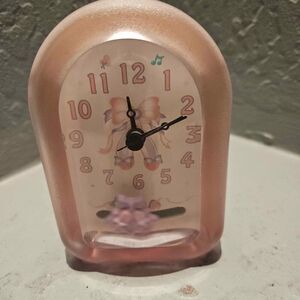 Pink 4.5" Table Clock Pecoware with ballet slippers Works